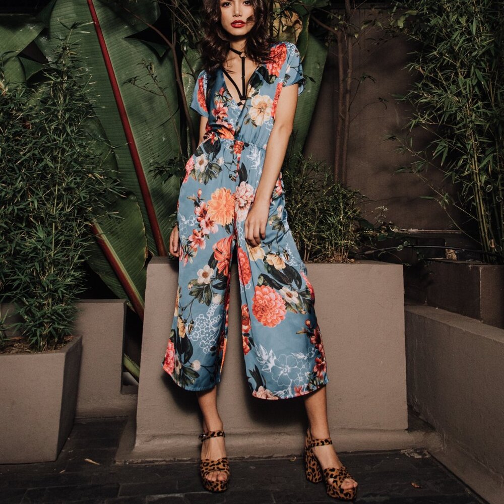 Maison Revolt Satin Floral Wrap Tokio Jumpsuit – Size Large / Medium